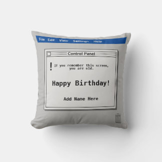 Coussin Écran d'ordinateur rétro pour anniversaire