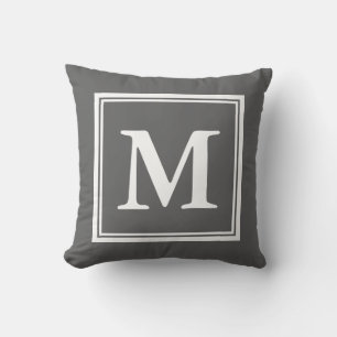 Coussin Écran monogramme gris classique pour lit ou canapé