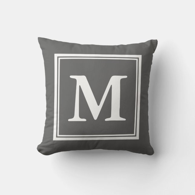 Coussin Écran monogramme gris classique pour lit ou canapé (Recto)