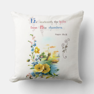 Coussin Écriture Chrétienne Et Jolies Fleurs