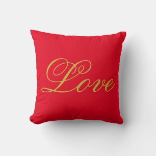 Coussin Écriture de couleur or amour rouge mariage calligr