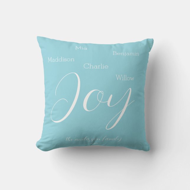 Coussin Écriture de joie moderne pour les fêtes de famille (Recto)