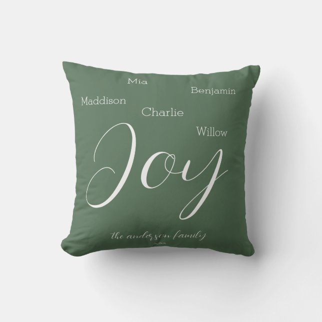 Coussin Écriture de joie moderne pour les fêtes de famille (Recto)