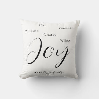Coussin Écriture de joie moderne pour les fêtes de famille