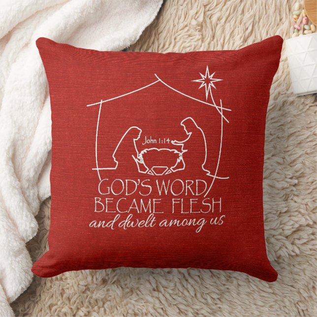 Coussin Écriture de la Nativité chrétienne moderne Noël (Couverture)