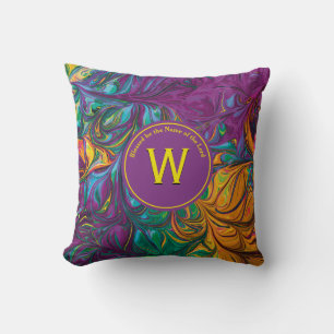 Coussin Écriture de monogramme Abstraite Customisée PURPLE