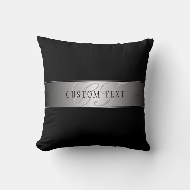 Coussin Écriture de monogramme élégante et modifiable | No (Recto)