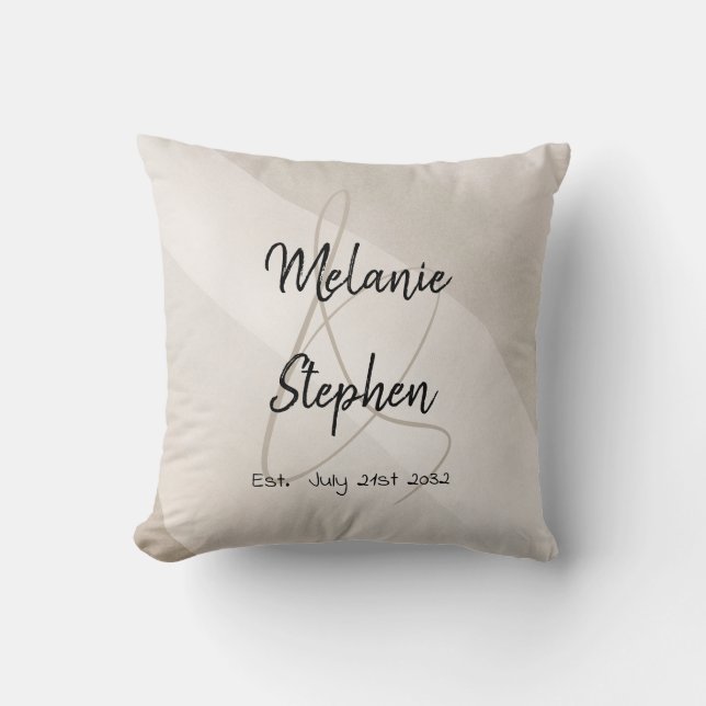 Coussin Écriture de noms de couple élégante moderne avec e (Recto)