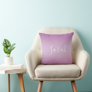 Coussin Écriture de texte ombrée et blanche en mauve doux