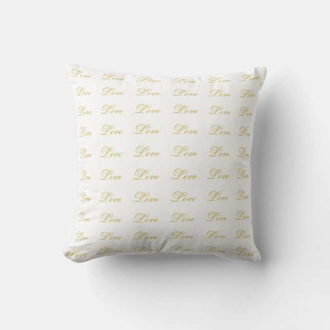 Coussin Écriture dorée chic et amour blanc Calligraphie de (Recto)