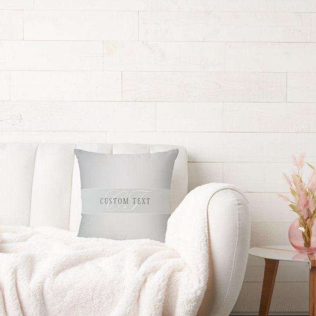 Coussin Écriture élégante de monogramme modifiable | Gris (Canapé)