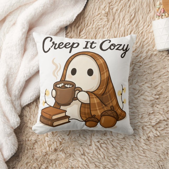 Coussin Écriture Halloween automne fantôme mignon Creep It (Couverture)