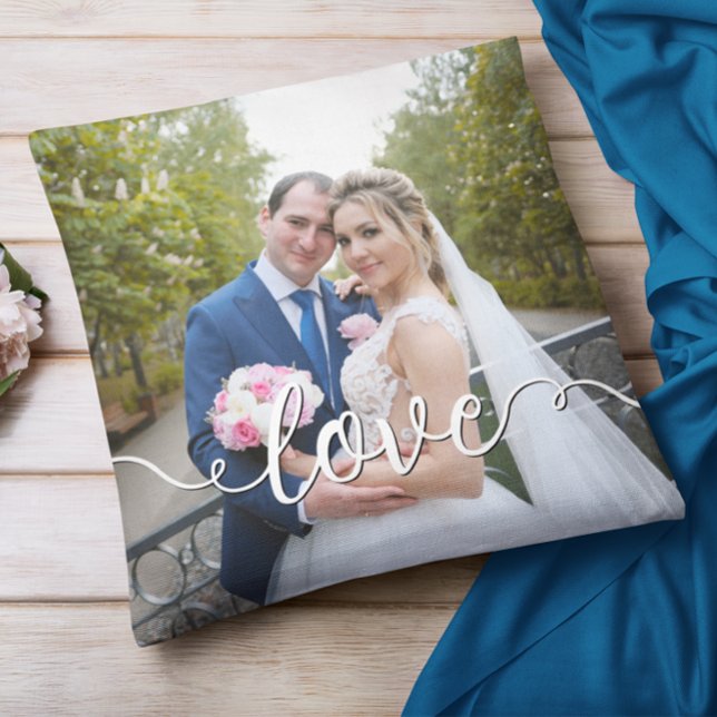 Coussin Écriture manuscrite d'amour Mariage Deux Photo (Créateur téléchargé)