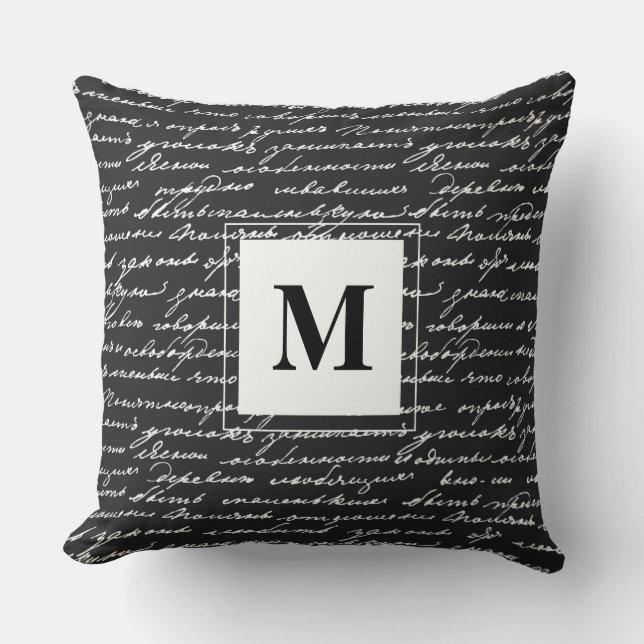 Coussin Écriture manuscrite Monogramme INITIAL Écrivains D (Recto)
