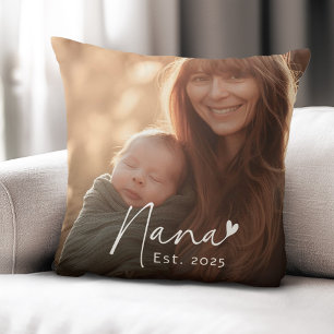 Coussin Écriture manuscrite Nana Est année avec photo du c