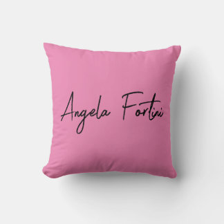 Coussin Écriture manuscrite Nom professionnel simple rose