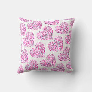 Coussin Écriture spirale coeur rose pour la Saint Valentin