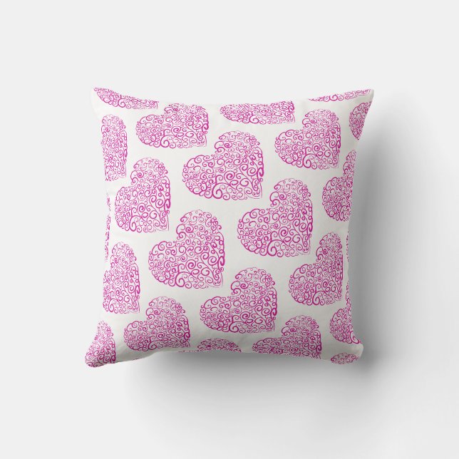 Coussin Écriture spirale coeur rose pour la Saint Valentin (Verso)