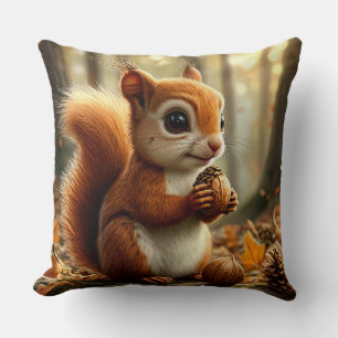 Coussin Écureuil adorable tenant une noix