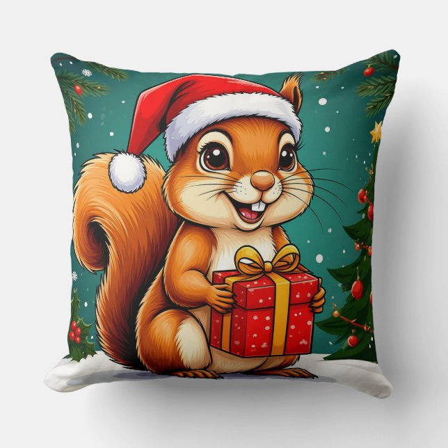 Coussin Écureuil de dessin animé adorable (Recto)