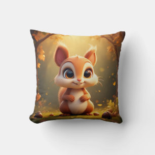 Coussin Écureuil de dessin animé adorable dans une forêt
