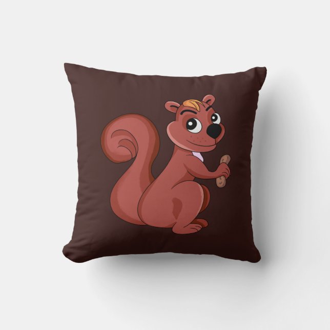 Coussin Écureuil de dessin animé mignon avec une cacahuète (Recto)