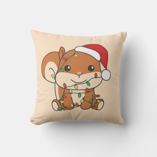 Coussin Écureuil de Noël Animaux d'hiver Écureuil de vacan (Recto)