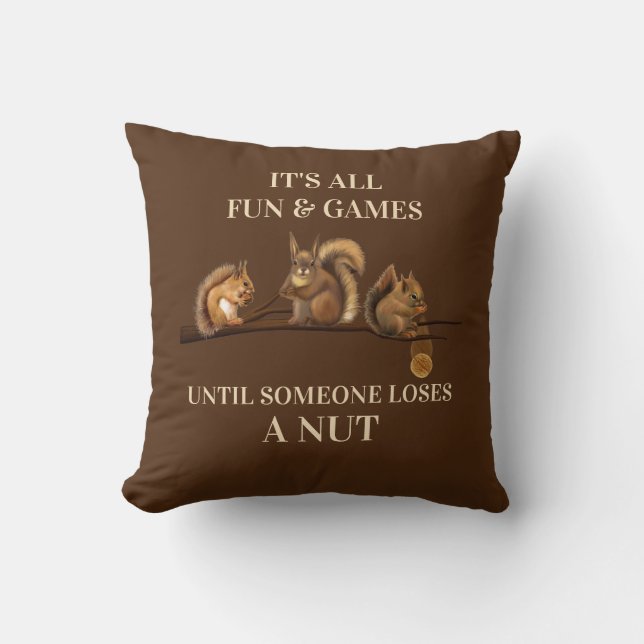 Coussin Écureuil Drôle Tout Amusement & Jeux Jusqu (Recto)