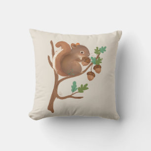 Coussin Écureuil ・ Illustration d'animaux forestiers de fo
