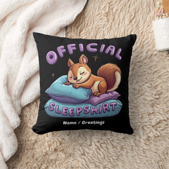 Coussin Écureuil Officiel Dort Mignon & Drôle Endormi  (Couverture)