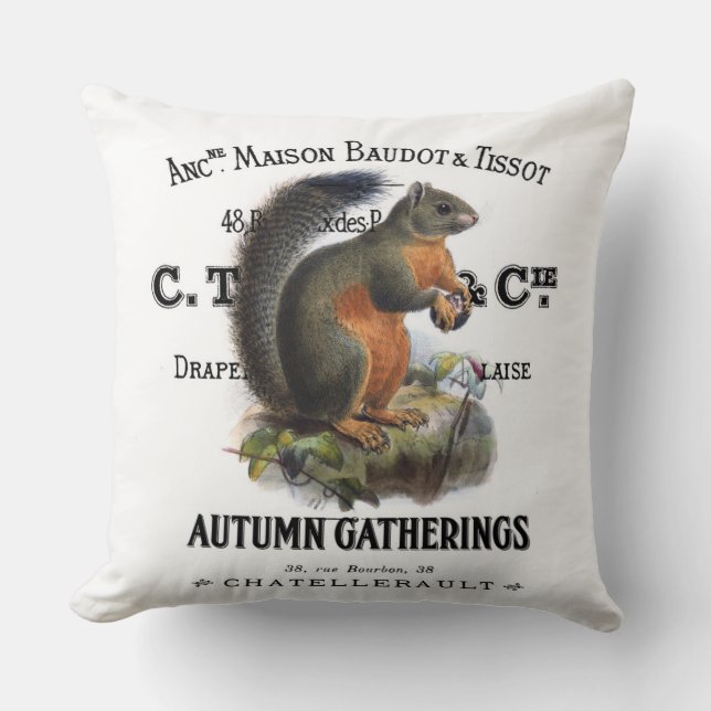 Coussin écureuil vintage (Recto)