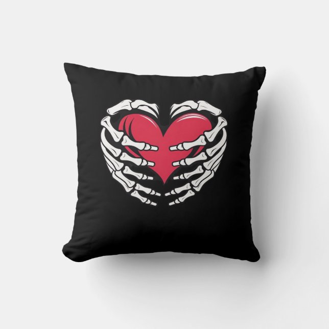 Coussin Ed Heart Dans Les Mains Squelettiques Classique (Recto)