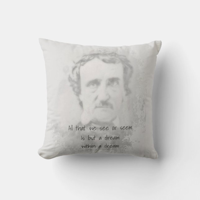 Coussin Edgar Allan Poe Poet auteur Dream dans un rêve (Recto)