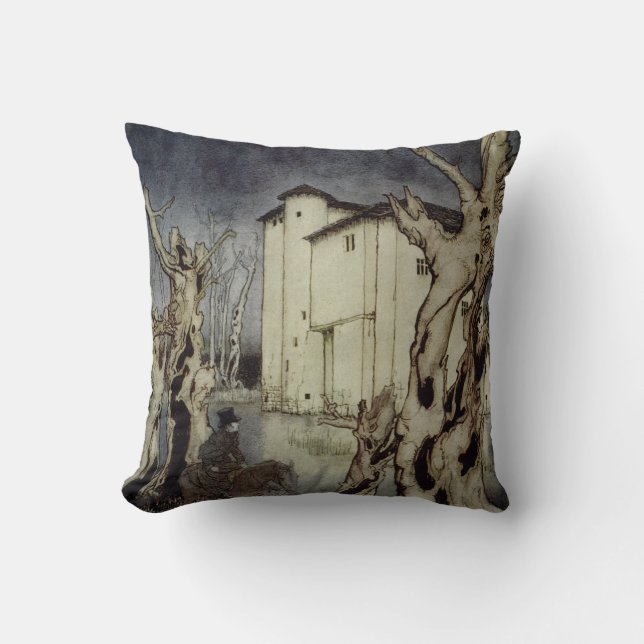 Coussin Edgar Allan Poe Usher peignant par Arthur Rackham (Recto)
