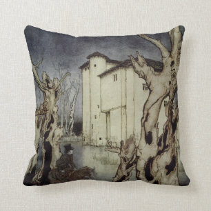 Coussin Edgar Allan Poe Usher peignant par Arthur Rackham