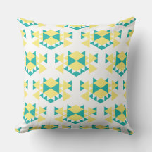 Edgy Geo Turquoise et jaune Triangles Cushion