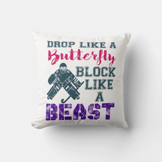 Coussin Édifice de gardien de hockey de terrain comme une  (Recto)