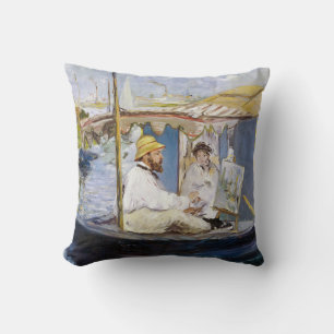 Coussin Edouard Manet - Monet dans son bateau atelier