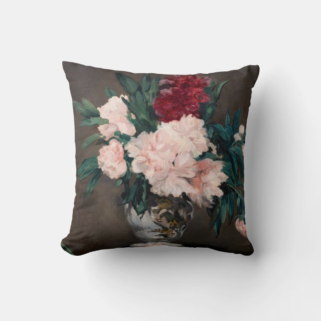 Coussin Edouard Manet - Vase de pivoines sur petit piédest (Recto)