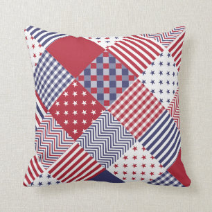 Coussin Édredon blanc des Etats-Unis et bleu rouge