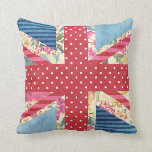 Coussin Édredon   britannique chic minable de drapeau