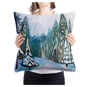 Coussin Edvard Munch Neige Fraîche, Paysage forestier d'hi