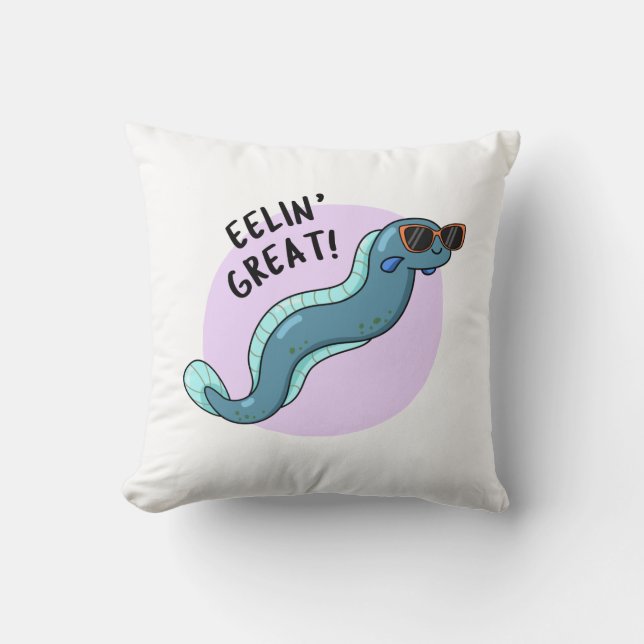 Coussin Eelin Great Funny Slippery Eel Pun (Recto)