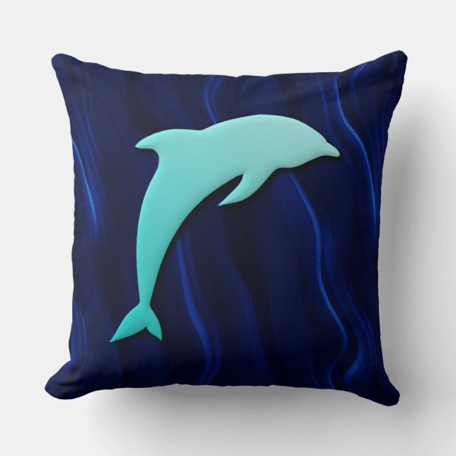 Coussin Effet 3D Blue Dolphin Deep Water Blue (Recto)