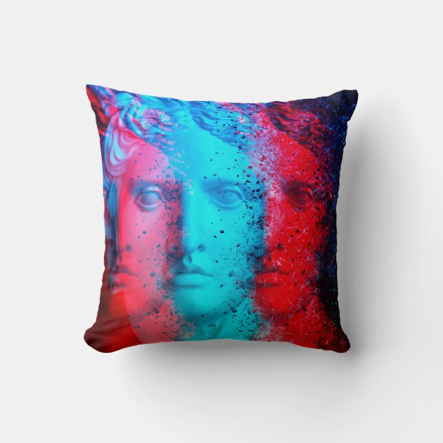 Coussin Effet d'anaglyphe 3d. Covid-mutants. David Apollo. (Recto)