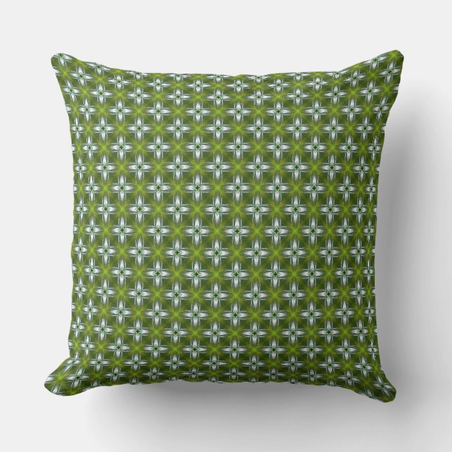 Coussin Effet de lumière vert citron et blanc tissé (Recto)
