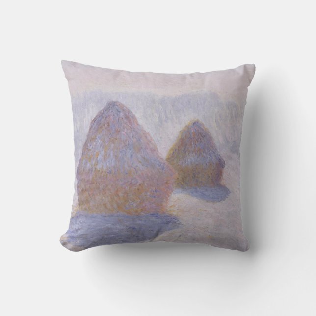 Coussin Effet de meules de foin de Claude Monet | de neige (Recto)