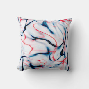 Coussin Effet de torsade en marbre bleu et rouge