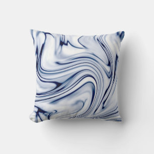 Coussin Effet de torsion bleu et Marbre blanc
