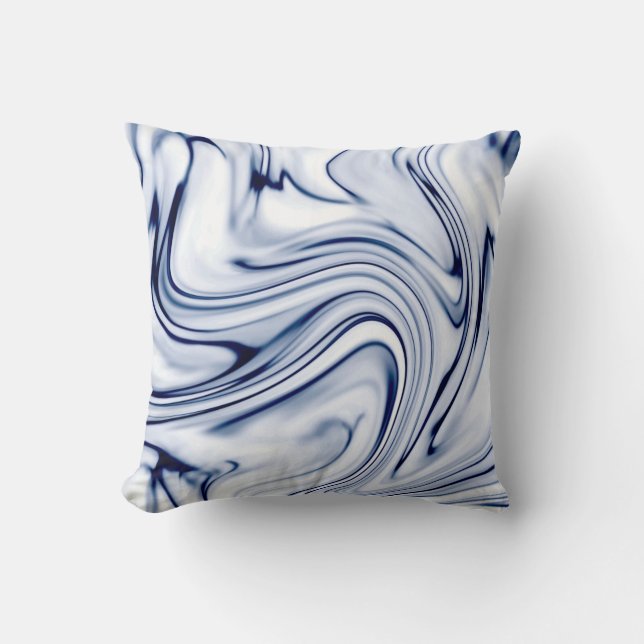 Coussin Effet de torsion bleu et Marbre blanc (Recto)